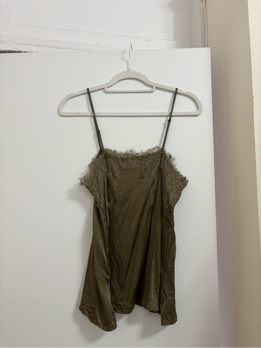 Cami NYC Olive Green Lace-Trim Silk Camisole - Picture 3 of 5